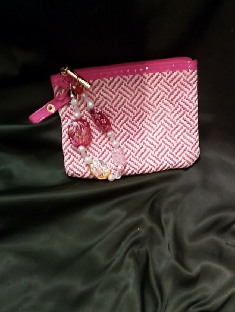 Pink Woven Wristlet Pouch